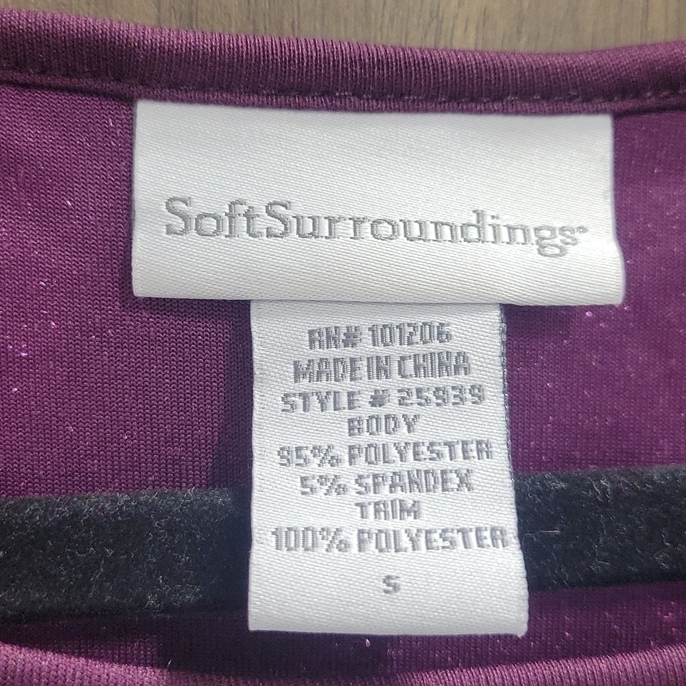 Soft Surroundings Women’s Magenta Purple Velvet 3/4 Sleeve Tunic Top-Size Small - Picture 5 of 10